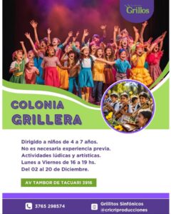 Lee más sobre el artículo Colonia Grillera – Actividades Lúdicas y Artísticas.